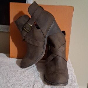 Rocket Dog Brown Ankle Booties with Buckle Detail